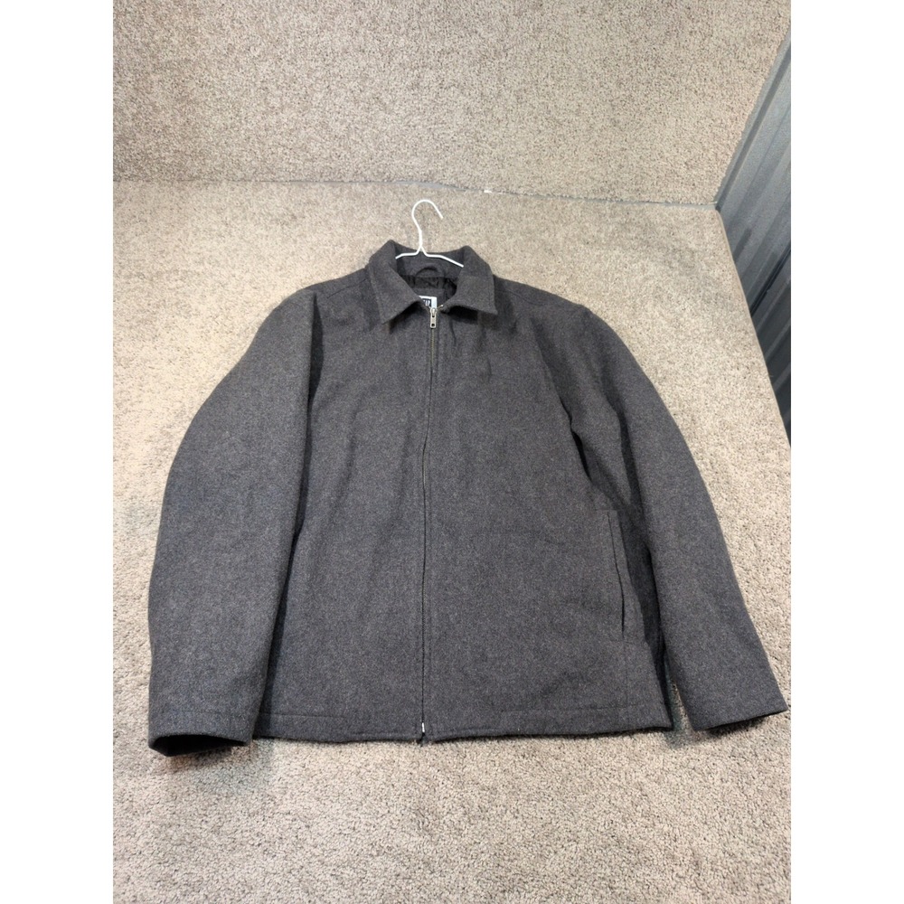 Gap Mens Full Zip Wool Blend Jacket Charcoal Gray Quilted Lining‎ Medium RN54023